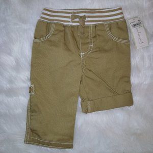 First Impressions Baby Boy Roll Tab Convertible Pants - Tan - 3-6 or 6-9 Months